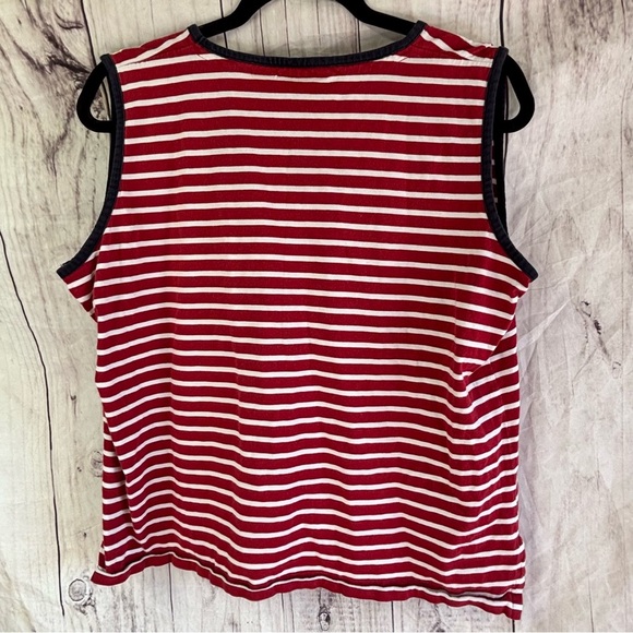 Vintage Red and White Striped American Embroidered Fourth of July Tank Top 1X - Picture 8 of 8
